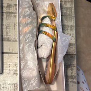 Steve Madden Gold and Green Strappy Sandals